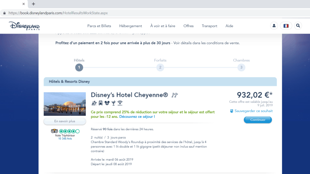 Risparmiare Prenotando l'Hotel a Disneyland Paris 2 Disney Hotel Cheyenne Sito Francia
