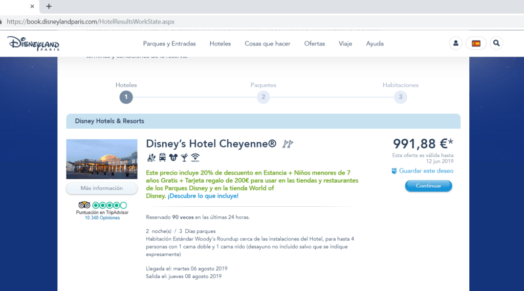 Risparmiare Prenotando l'Hotel a Disneyland Paris 4 Disney Hotel Cheyenne Sito Spagna